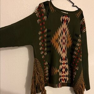 Green Patterned Sweater Women